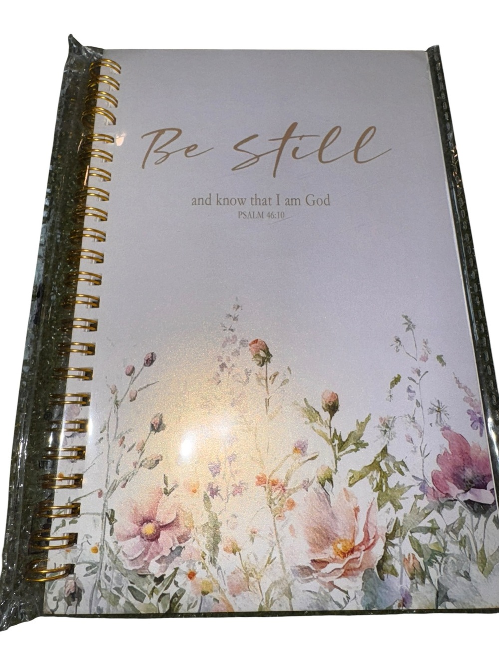 Be Still Floral Spiral Notebook - White & Gold